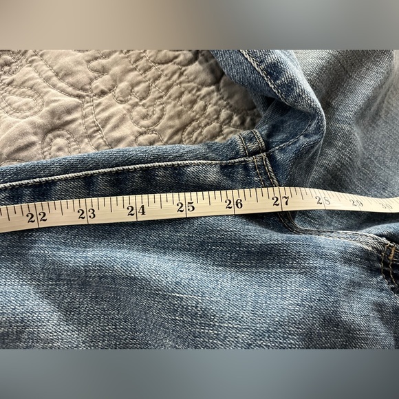 NWT AG Denim Jodi Crop Highrise Slim Flare Jeans Medium Blue Distressed Size 32 - Picture 14 of 14